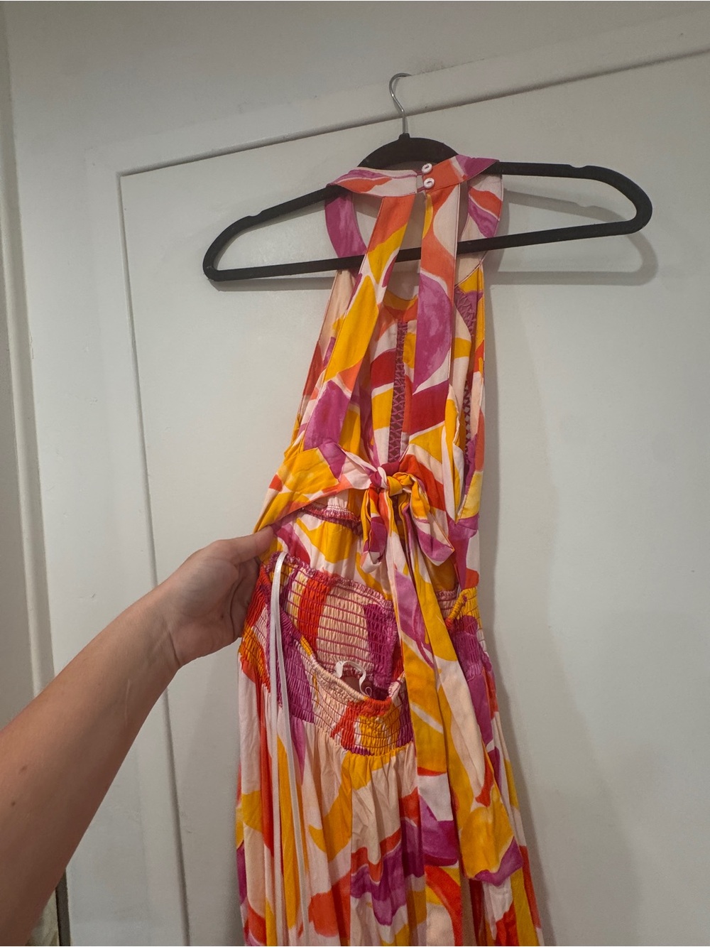 EUC Anthropologie Abel the Label Rumi Maxi Dress XS Halter Smocked Open Back - Picture 4 of 8